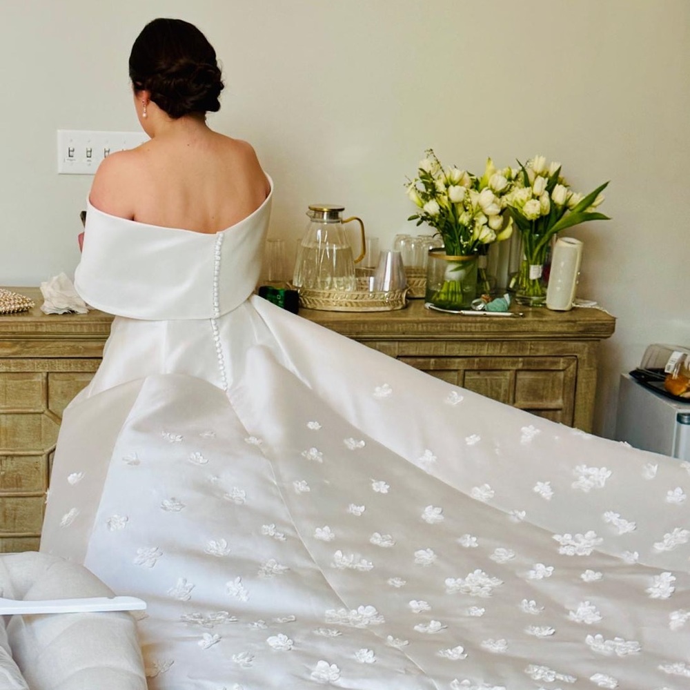 Custom Lela Rose Wedding Gown | Inspired by Cape Gown with applique